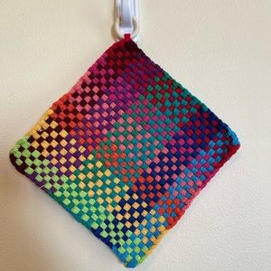 Handmade 8x8 potholders/trivets with wooden ring
